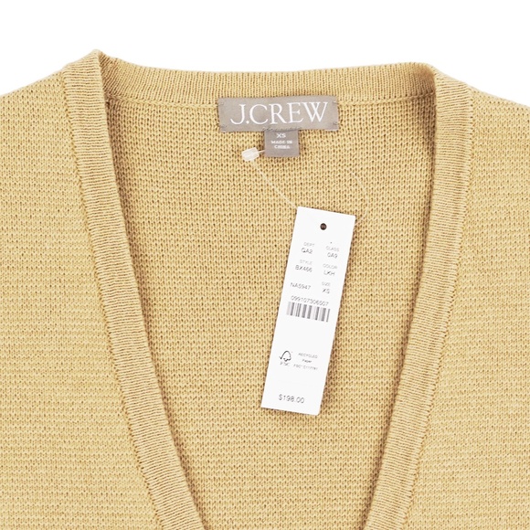 New JCREW Size XS Long V-neck Sweater Blazer in Light Khaki $198 BX466 - Picture 6 of 6